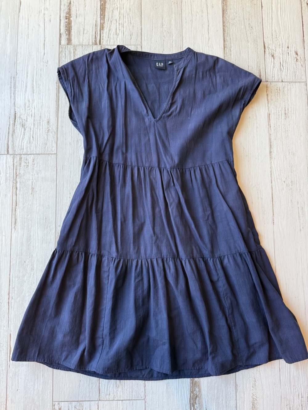 GAP Navy Short-Sleeve Tiered Mini Dress